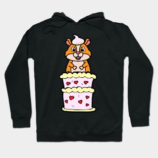 Funny hamster jumping out of a cake Hoodie